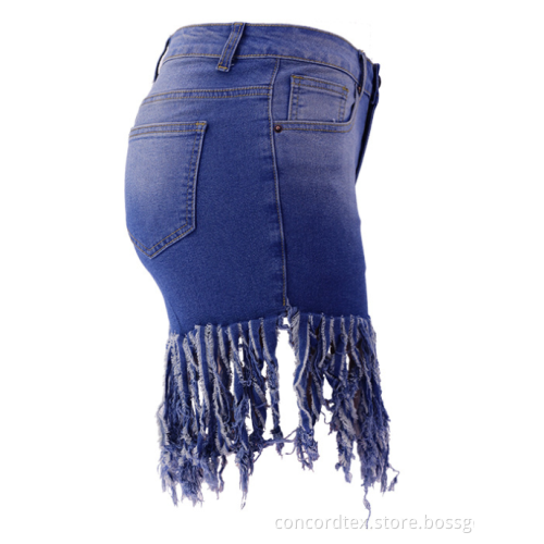 women's tassels denim shorts